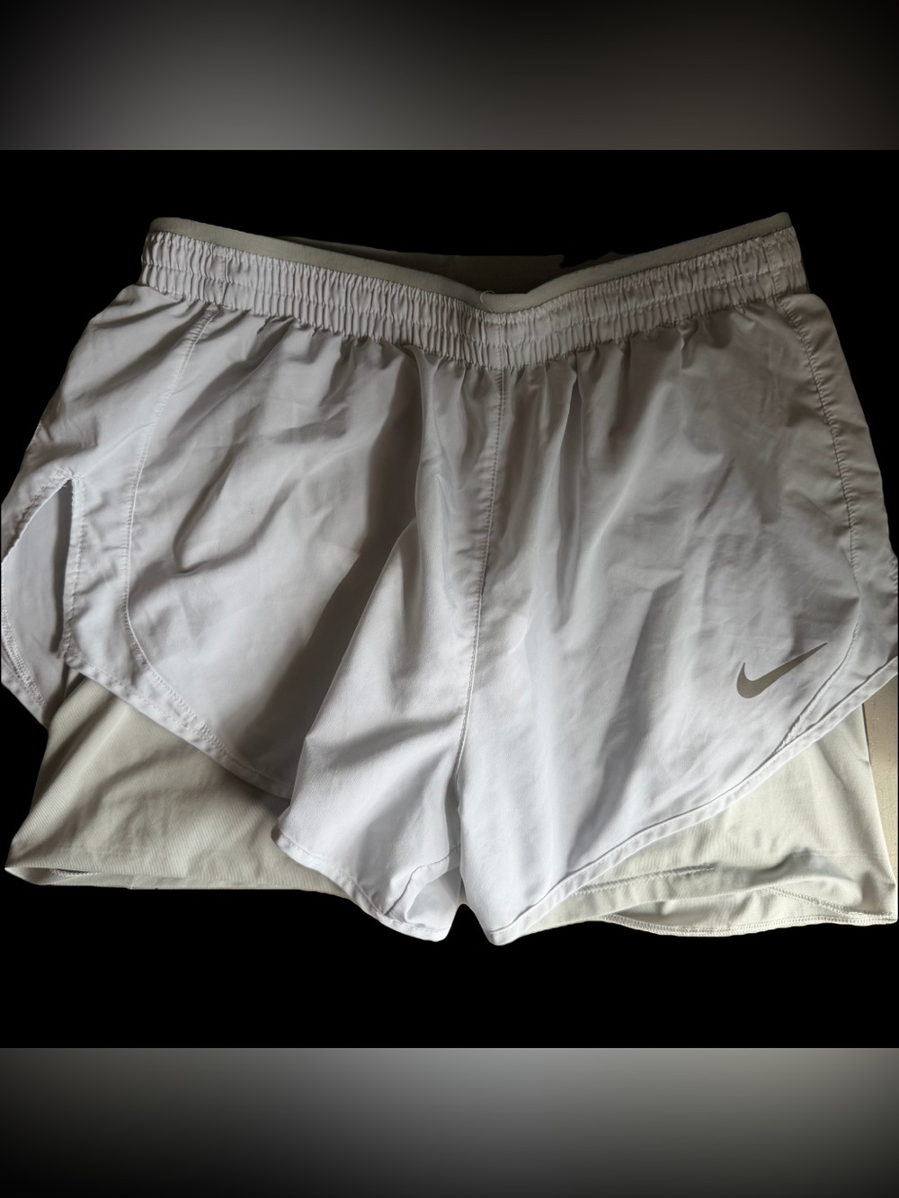 Nike Women’s White Double-Layer Athletic Running Shorts